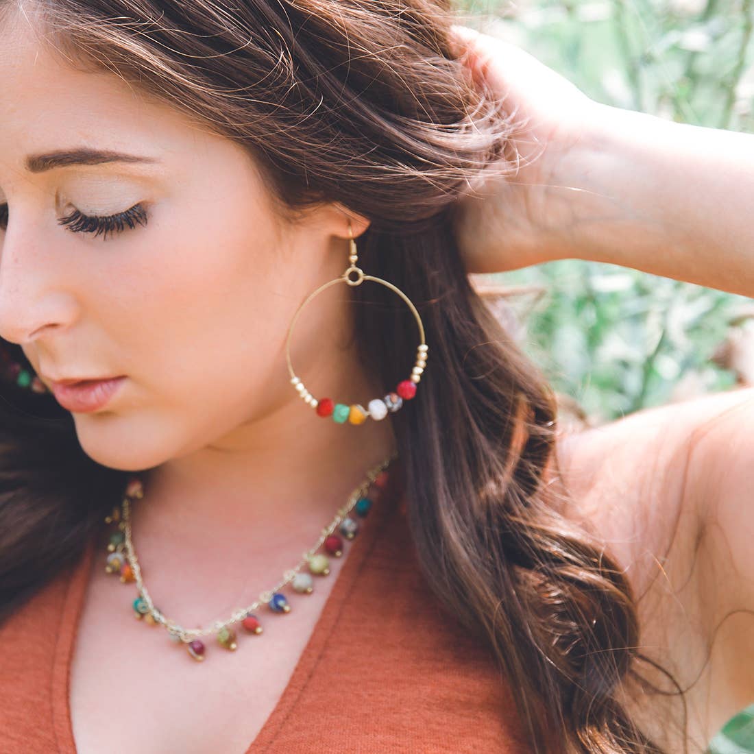 Aasha Kantha Handmade Nuggets Open Hoop Earrings