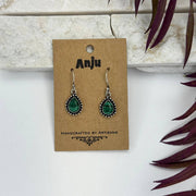 Handcrafted Semiprecious Small Stone Earrings - Malachite