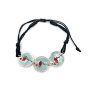 Pewter Bracelet with Color Enamel - Flamingo in Red/Aqua