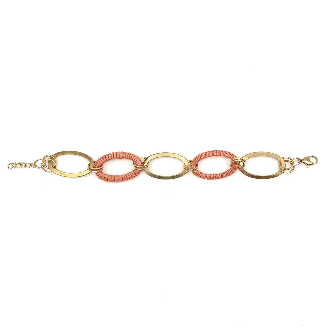 Sachi Terracotta Collection Bracelet - Gold/Rust Wide Links