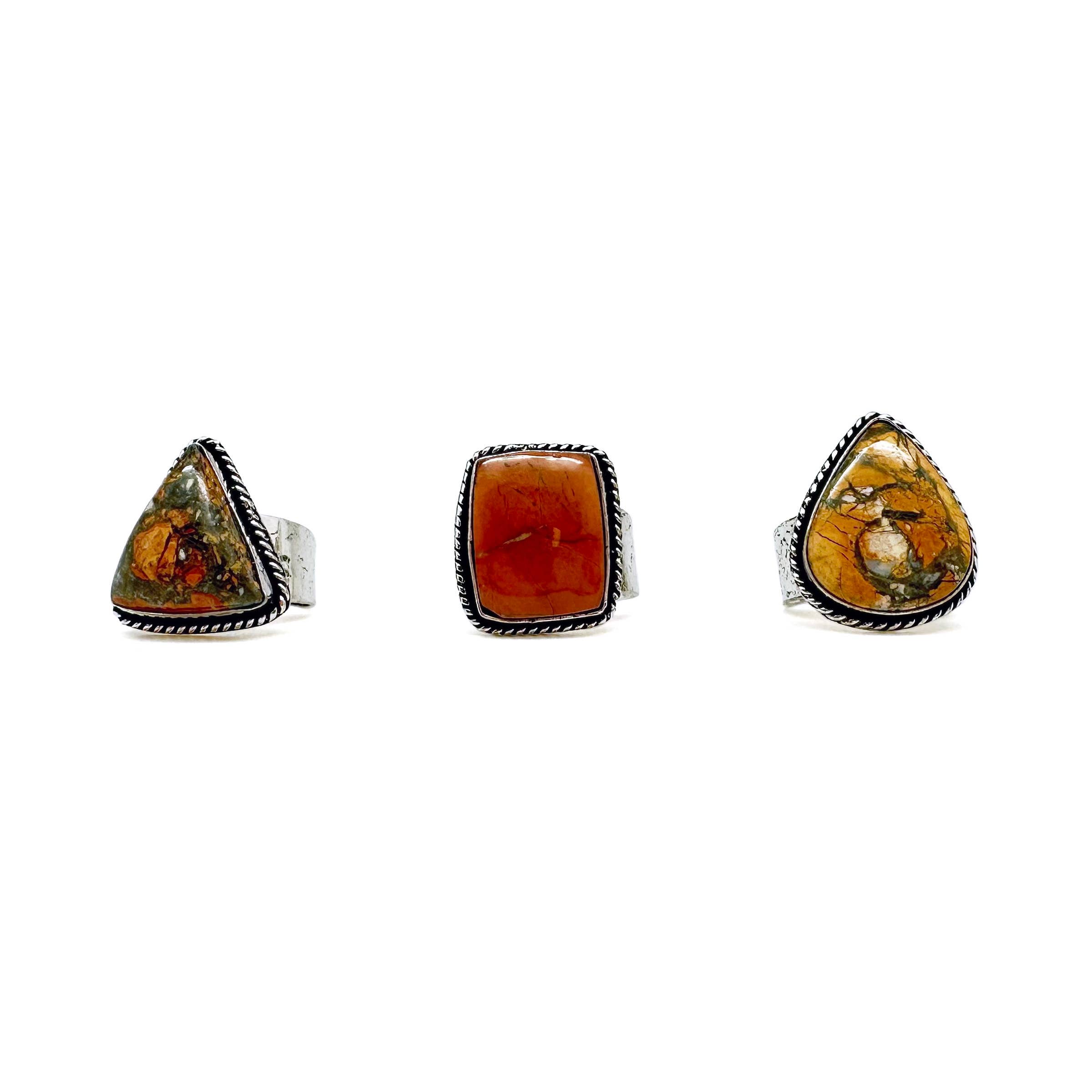 Handcrafted Kashi Semiprecious Stone Ring - Maligano Jasper