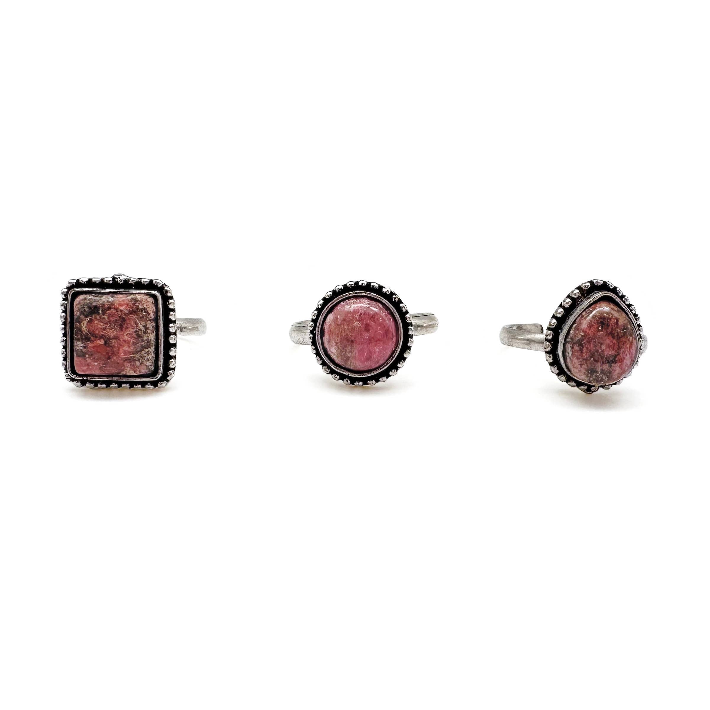 Kashi Semiprecious Small Stone Ring - Rhodonite