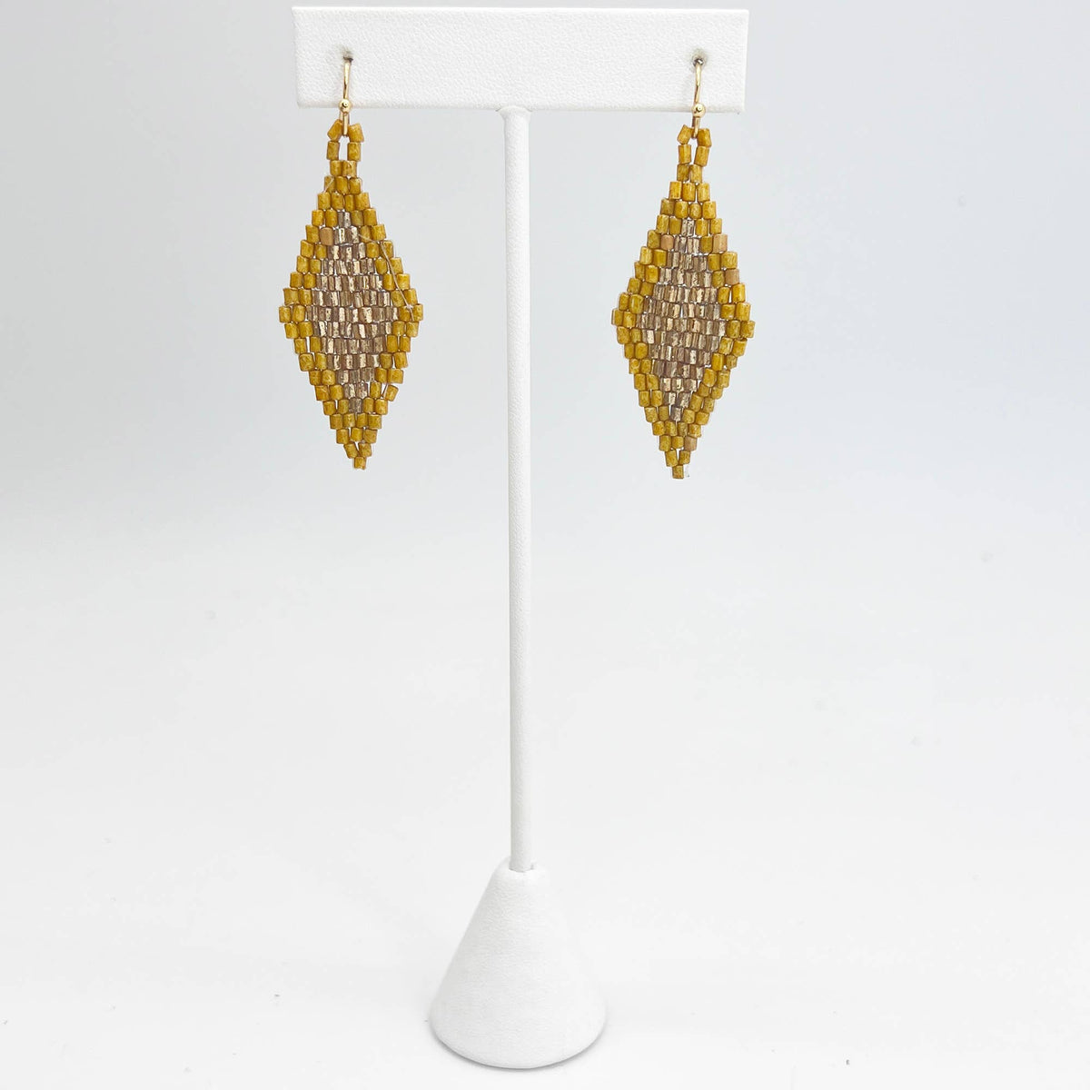 Seed Bead Diamond Shaped Earrings - Yellow