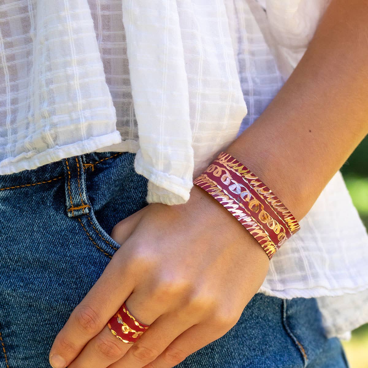 Patina Crimson Whirl Cuff