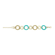 Sachi Raffia Rings Bracelet - Teal Large and Small Rings
