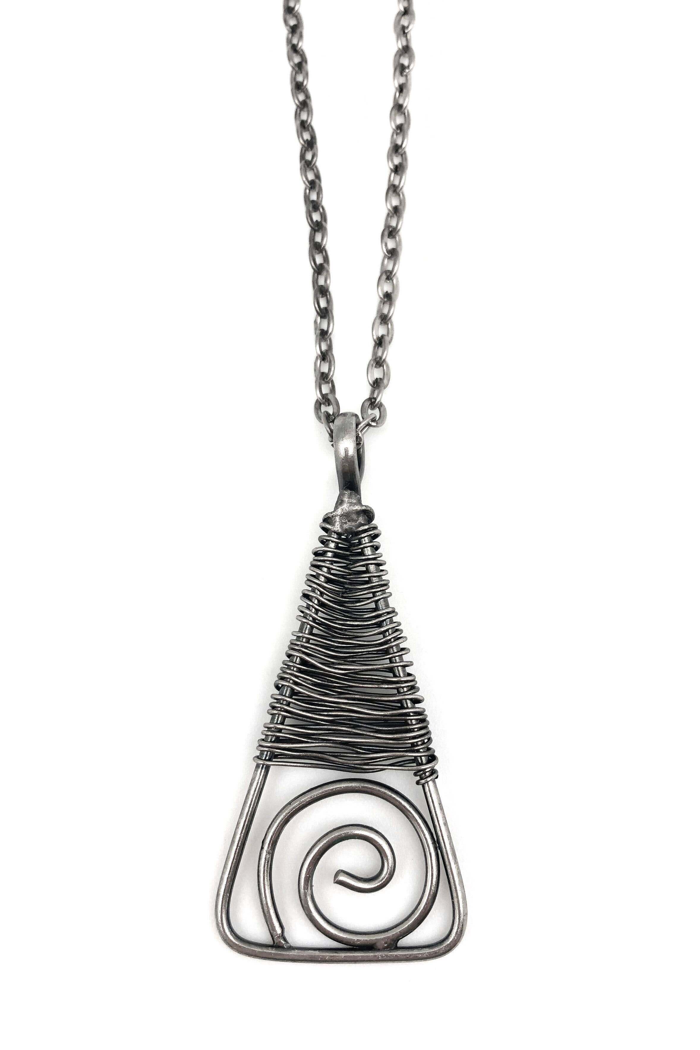 Basketweave Triangle Pendant Necklace