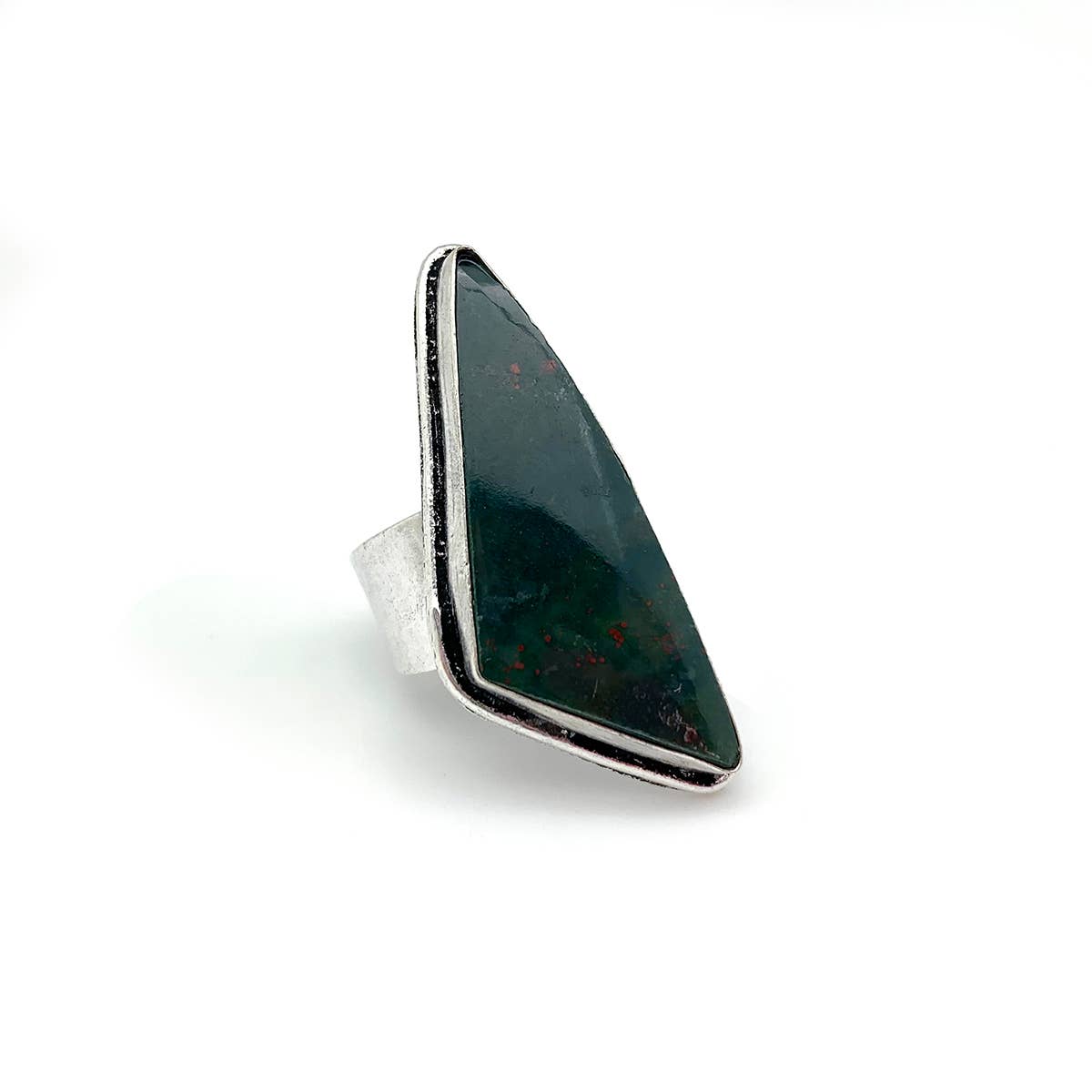Handcrafted Kashi Semiprecious Stone Ring - Blood Stone