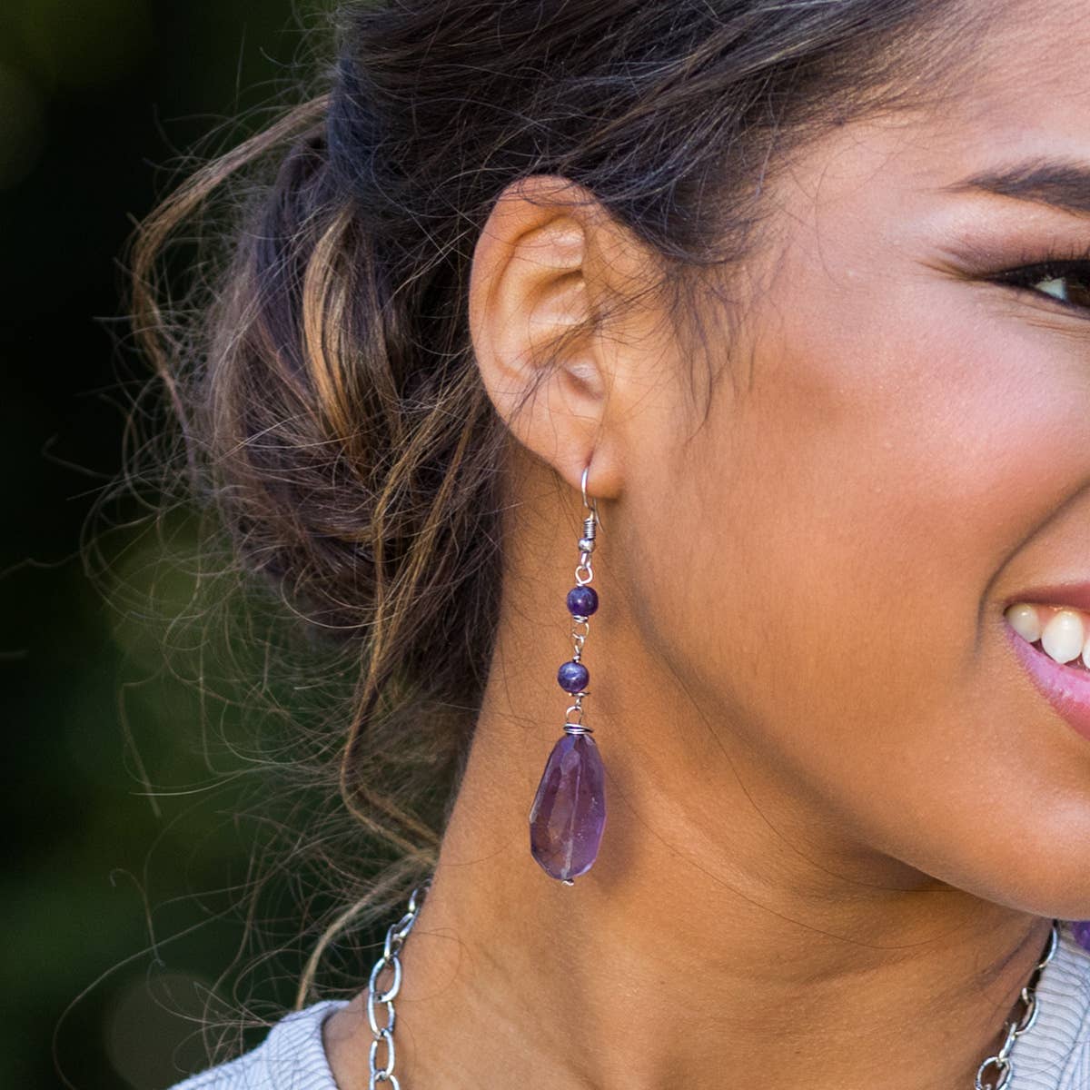 Banjara Semi-Precious Stone Earrings - Amethyst & Ametrine