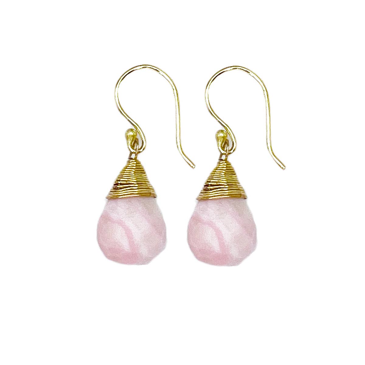 Gold-Plated Pink Opal Teardrop Earrings