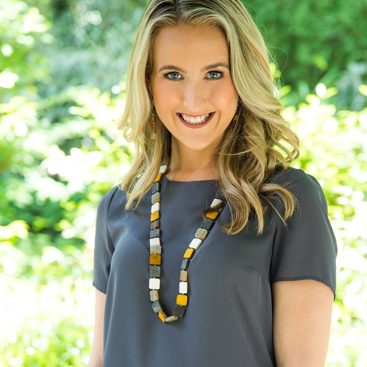 Omala Autumn Neutrals Collection Necklace - Mixed Squares