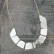 Silver Plated Necklace - Brushed Connected Shapes