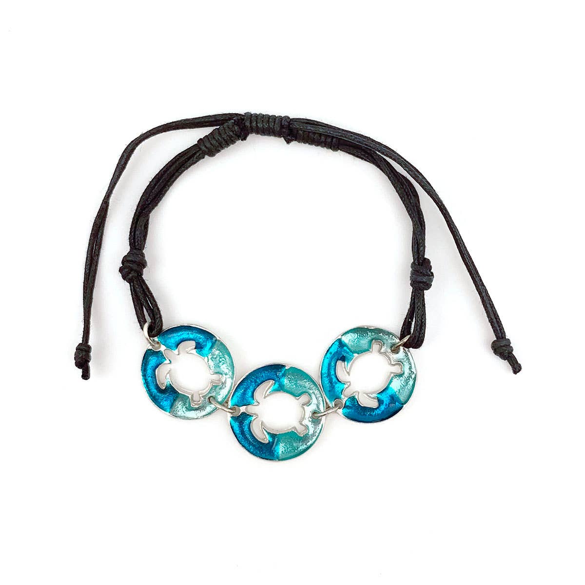 Pewter Bracelet with Color Enamel - Teal/Aqua Turtle