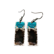 Pewter Earrings with Color Enamel - Turquoise/Brown