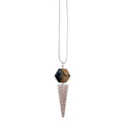 Akriti Silver and Medium Faceted Black TigerEye Necklace