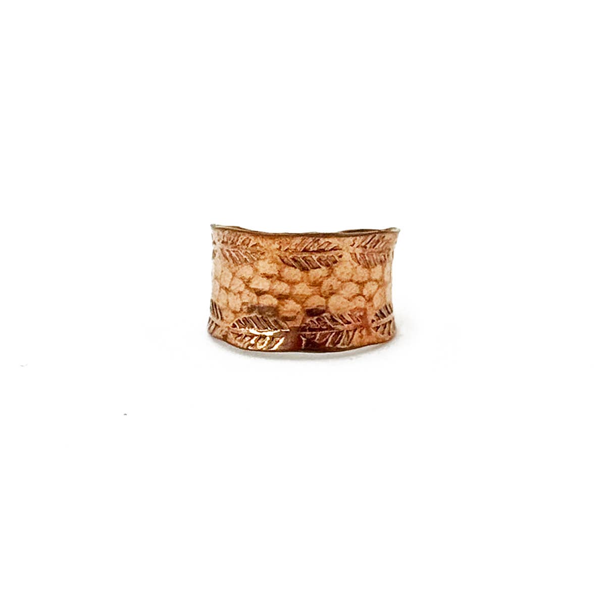 Handcrafted Copper Leaf Border Ring