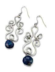 Banjara Silver Curls and Lapis Earrings