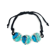 Pewter Bracelet with Color Enamel - Teal/Aqua Wavy Circle