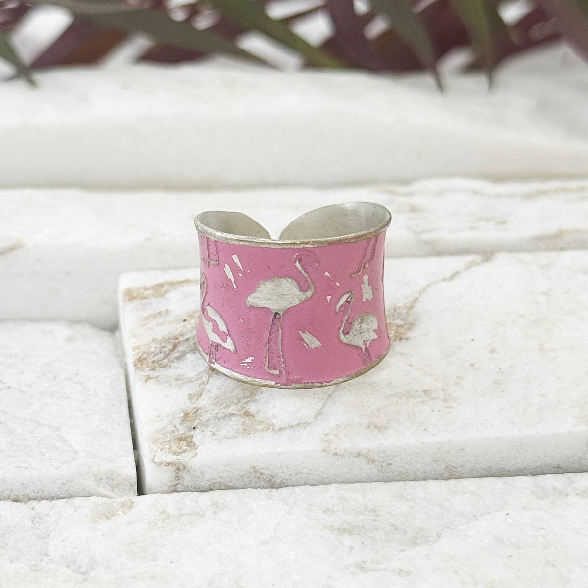 Handcrafted Pink Flamingo Patina Ring