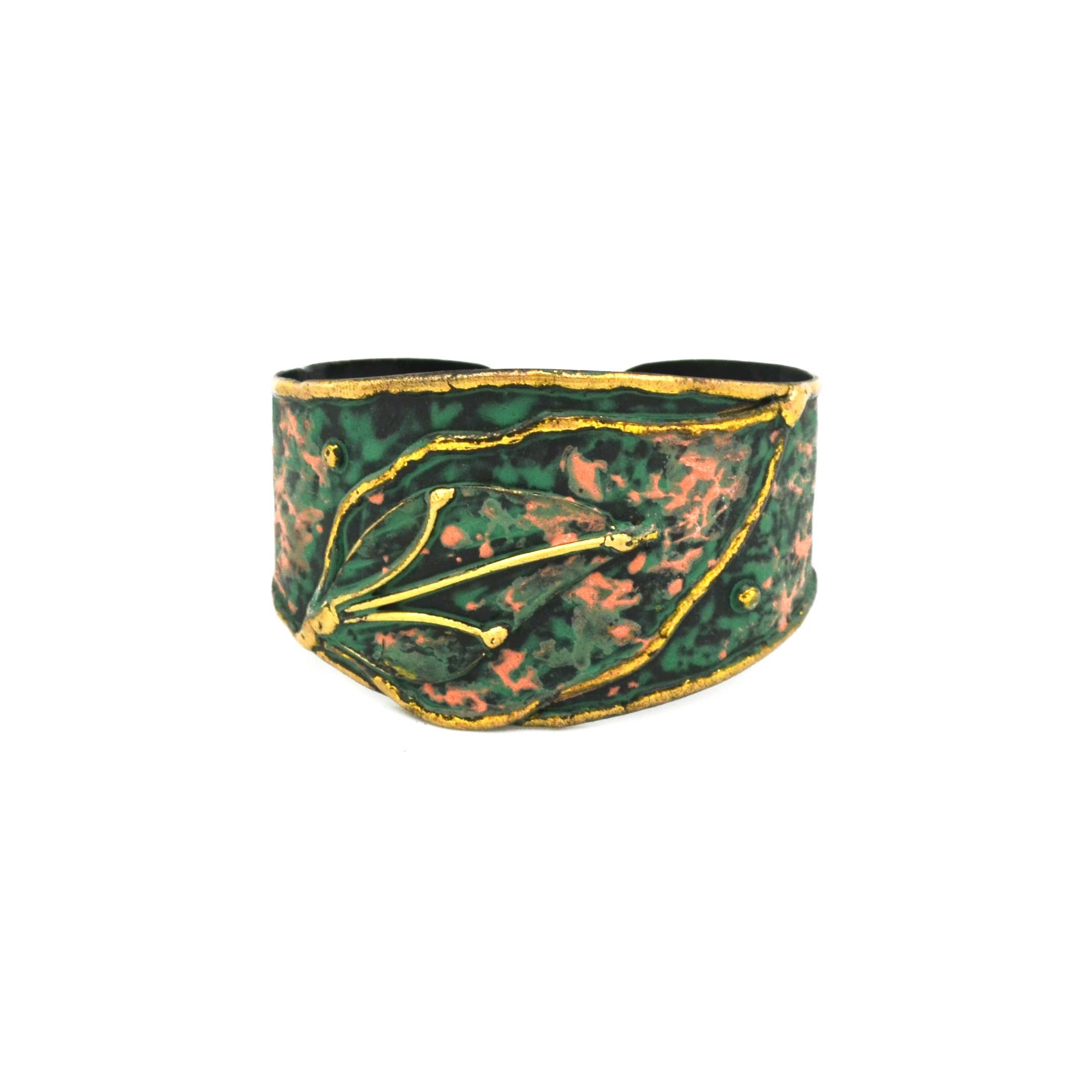 Brass Patina Leaf Cuff Bracelet