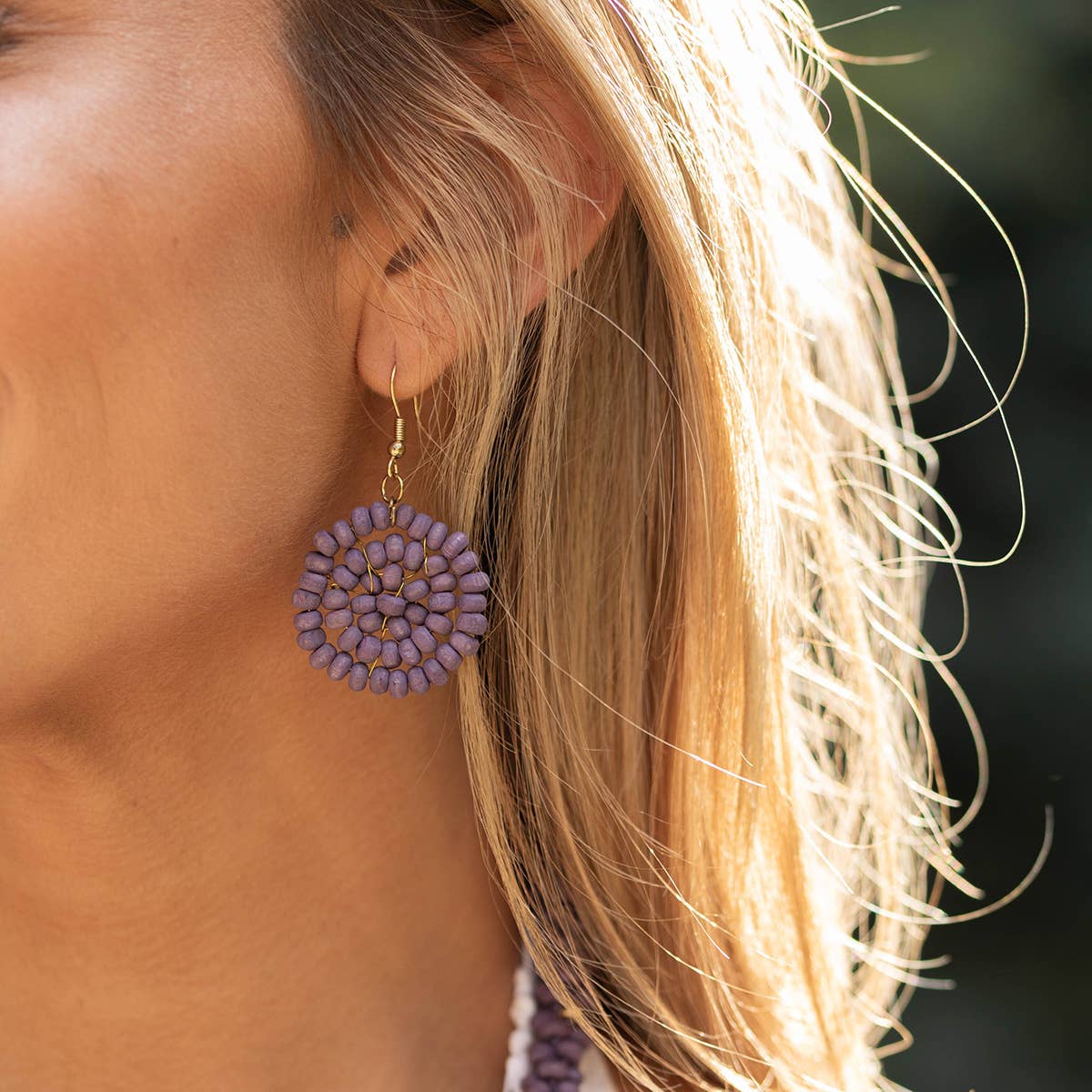 Sachi Chromatic Hues Circle Earrings  - Purple