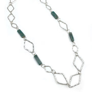 Silver Plated Necklace w Semi-Precious Stones - Aventurine