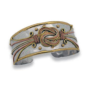Mixed Metal Cuff Bracelet - Double Braided Knot