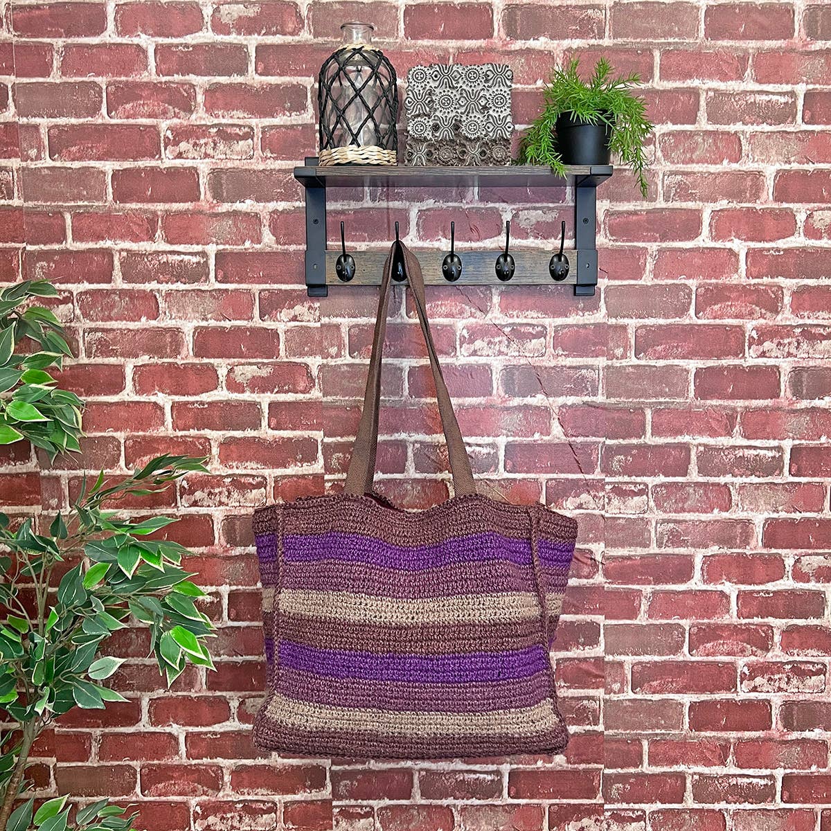 Anya Bag - Large Box Bag with lining -  Brown tones