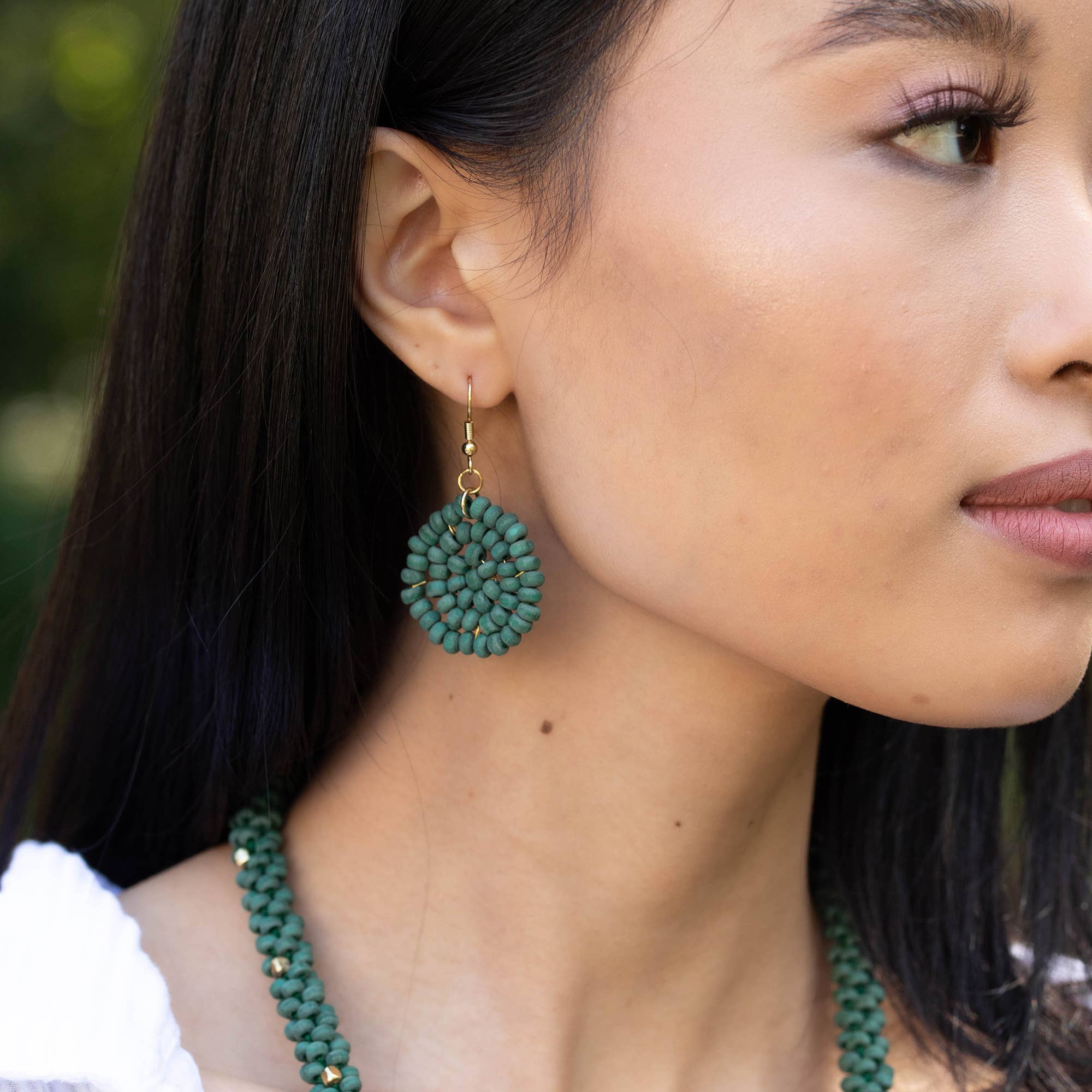 Sachi Chromatic Hues Circle Earrings  - Green