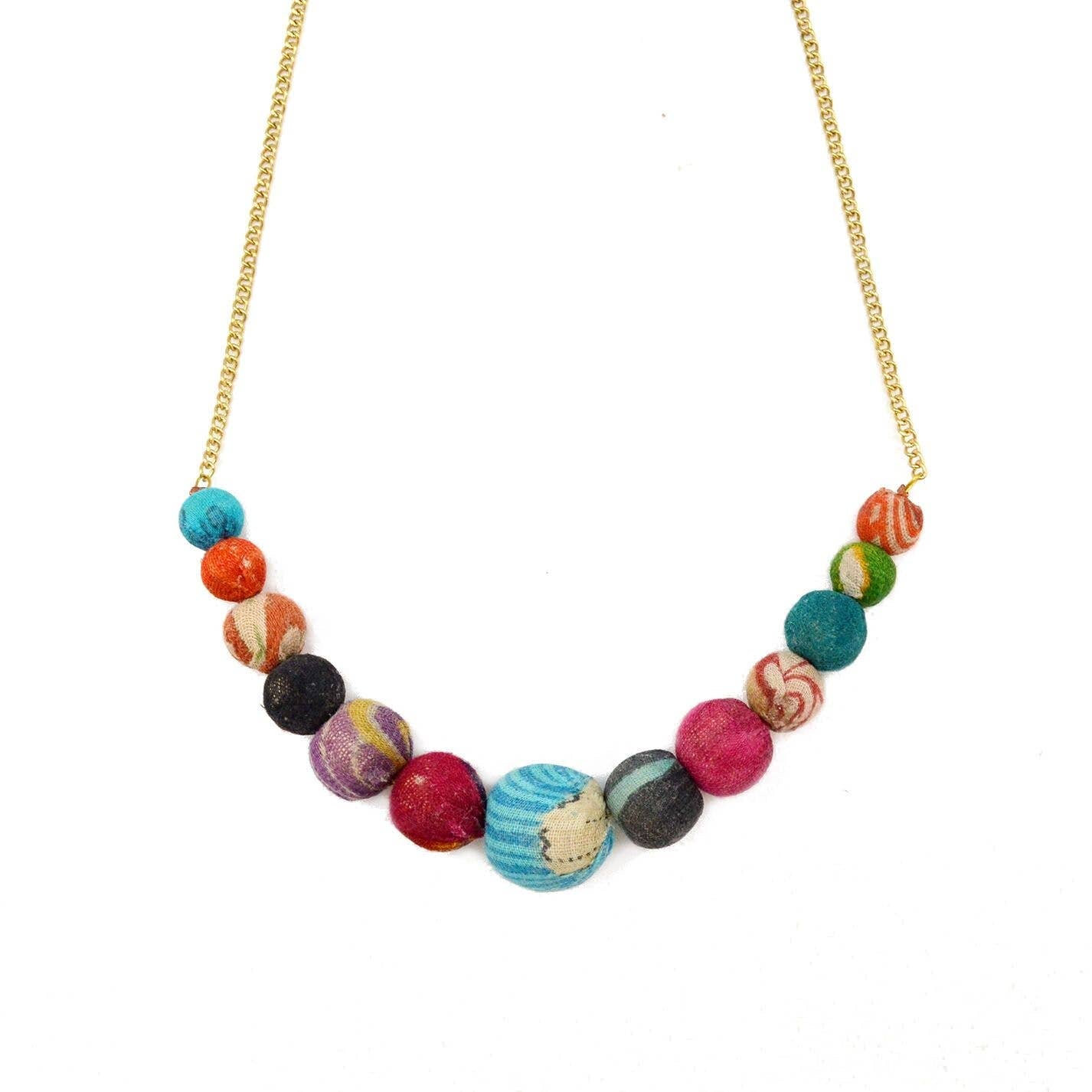 Aasha Beaded Kantha handcrafted Small Necklace