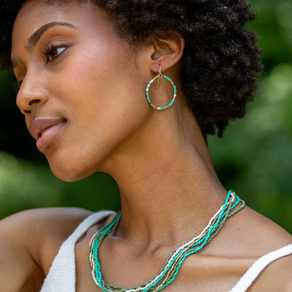 Seed Bead Hoop Earrings - Multiple Color Styles