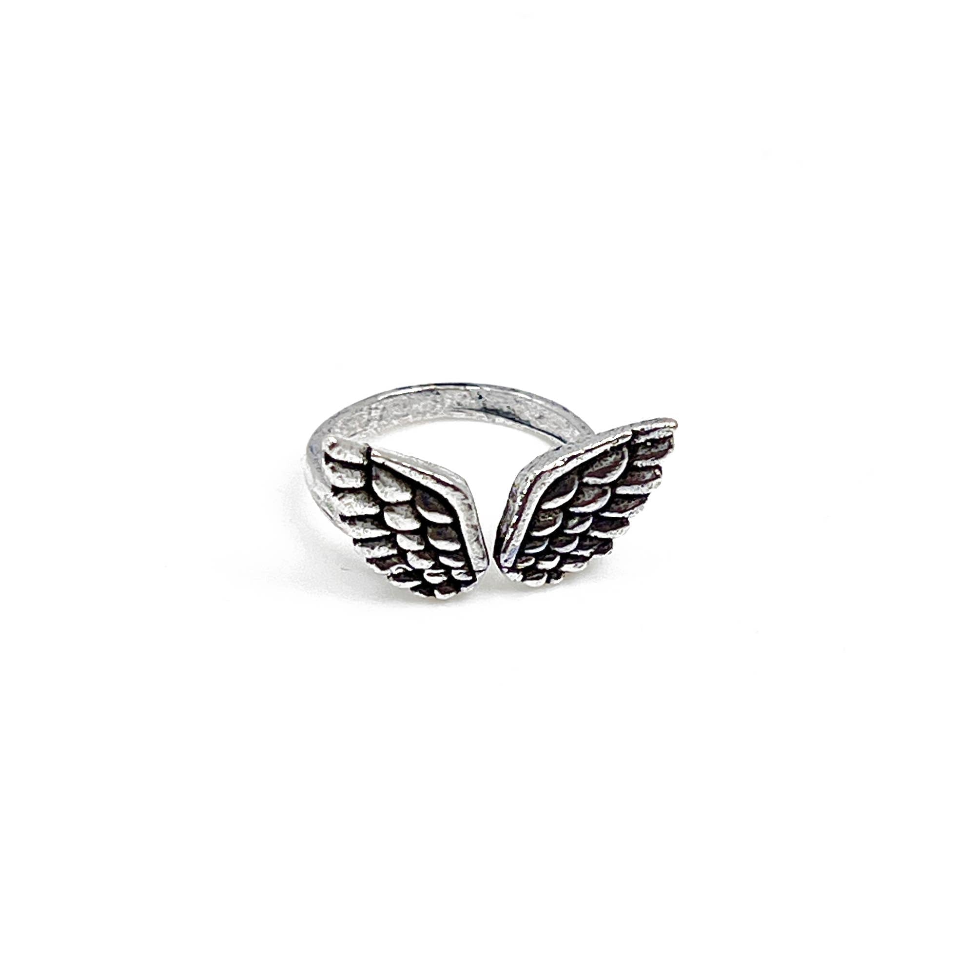 Handcrafted Silver Plated Brass Angel Wings Ring – Anju Jewelry - Retail