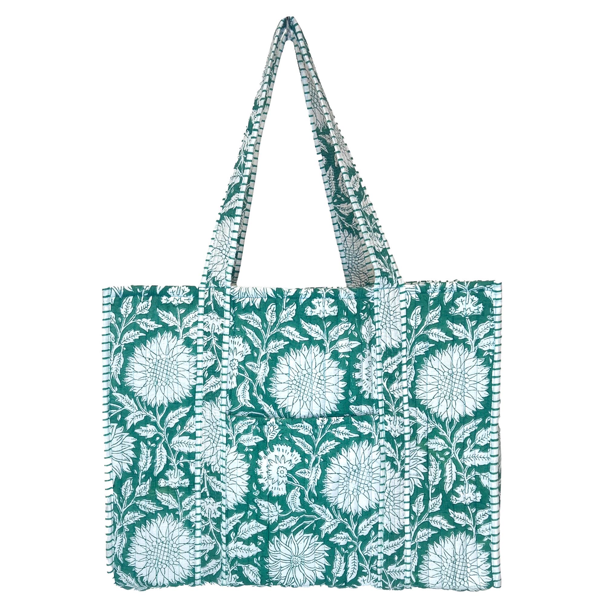 Hand Crafted Quilted Block-Printed Tote Bag
