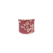Silver Patina Ring - Pink Linear Shapes