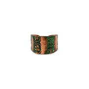 Copper Patina Ring - Green Floral Stripes