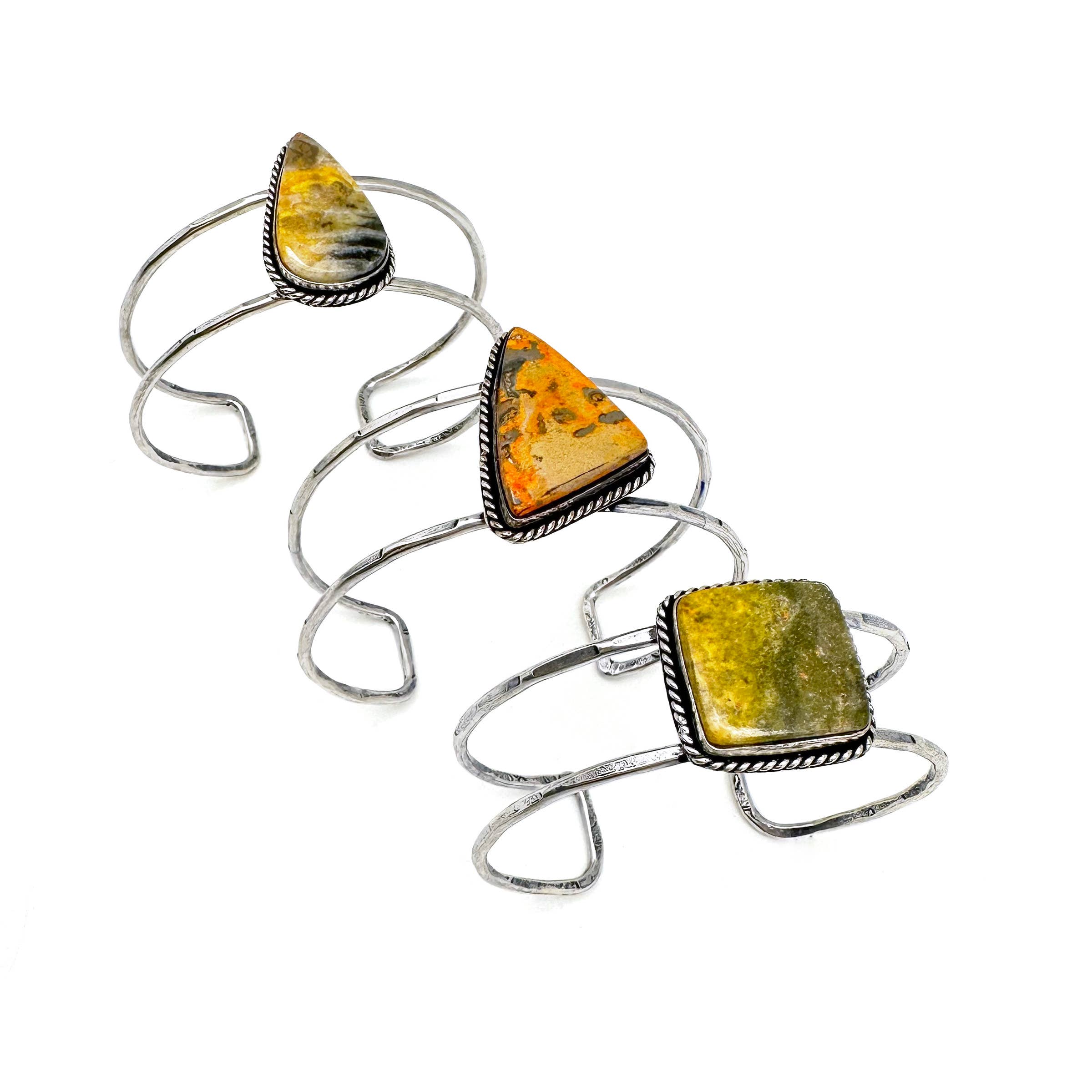 Handcrafted Kashi Semiprecious Stone Cuff - Bumblebee Jasper