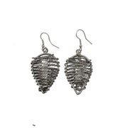 Basketweave Antique Silver Inverted Teardrops Earrings
