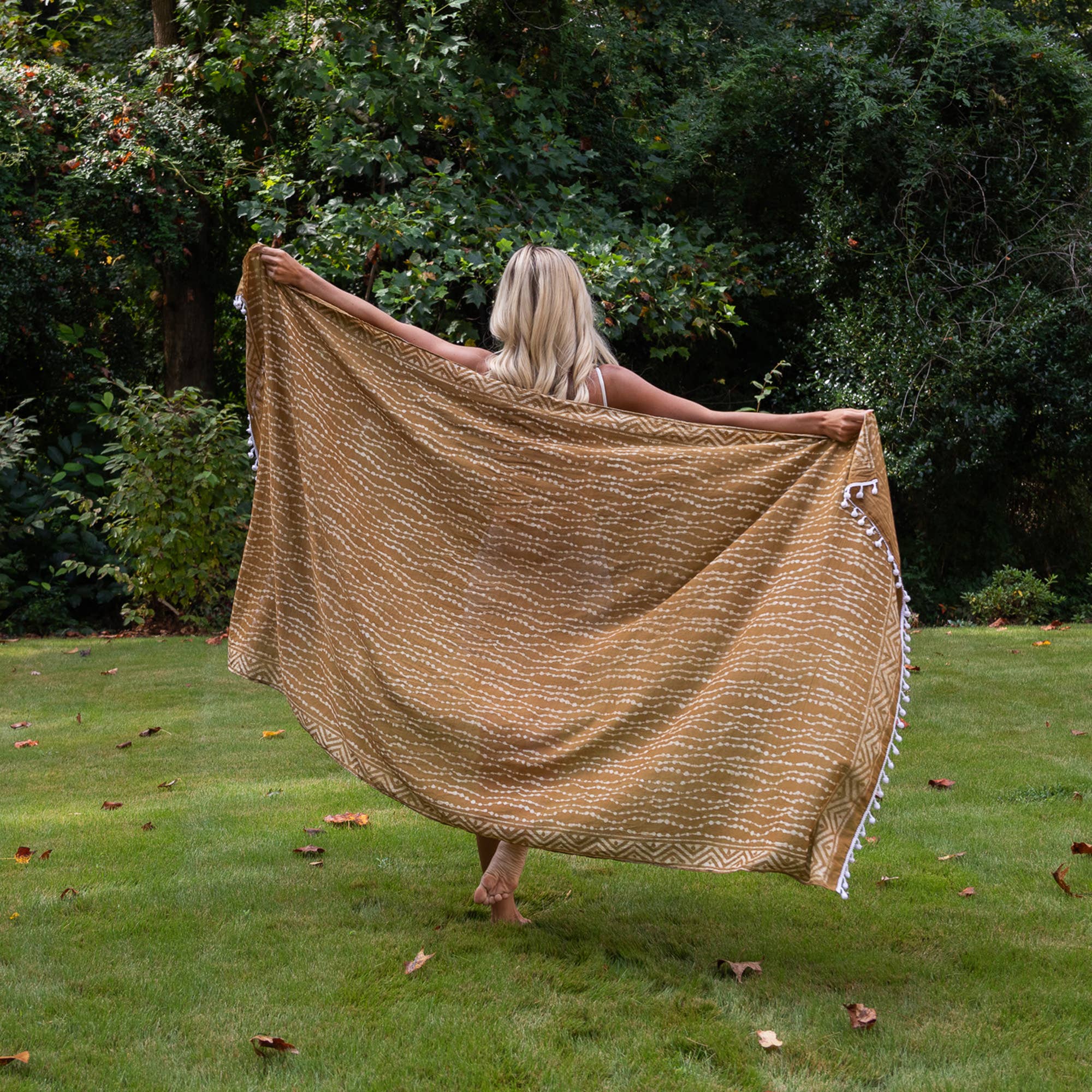 Handcrafted Cotton Sarong - Olive Rain