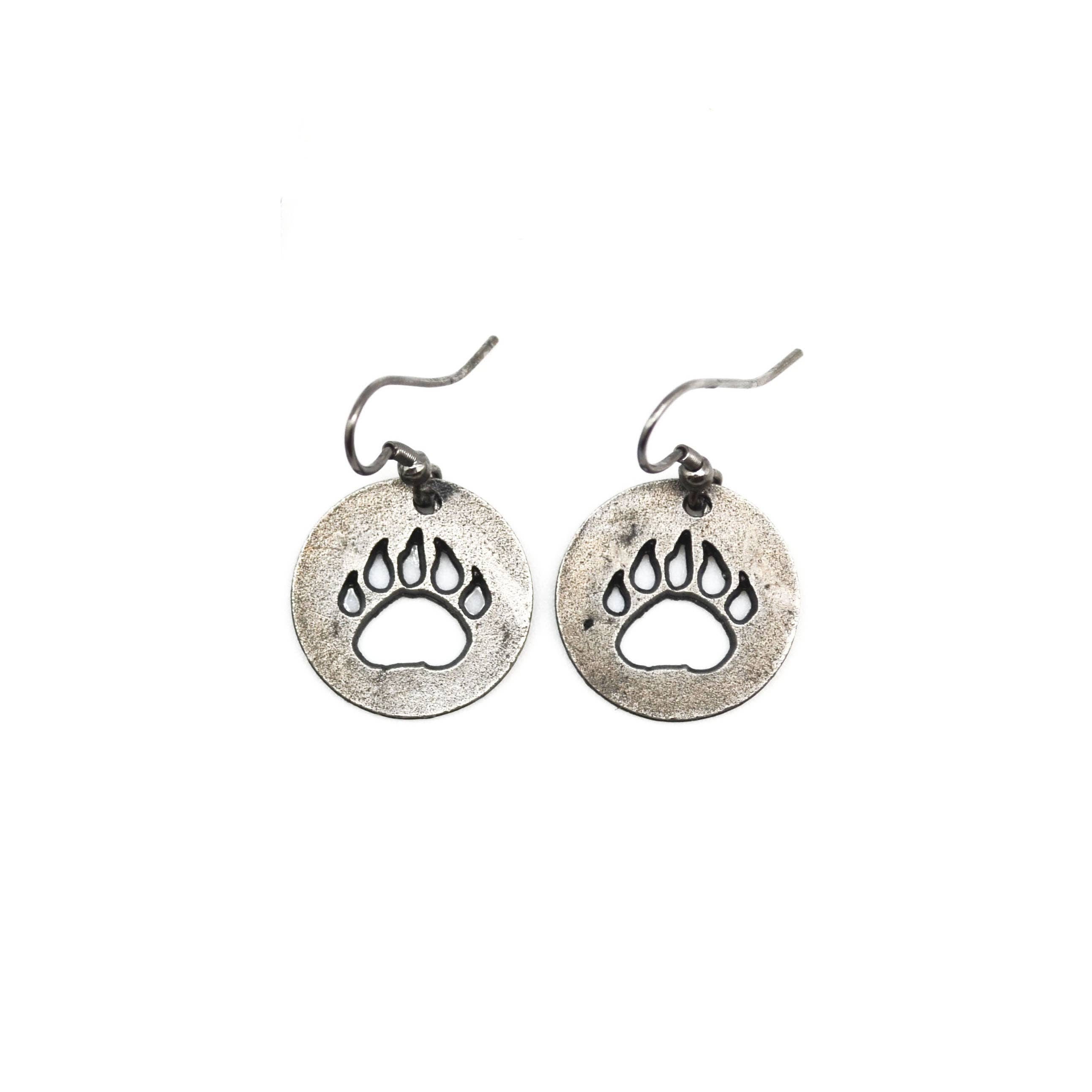 Pewter Earrings - Bear Paw Print
