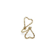 Gold Plated Adjustable Ring - Dual Hearts