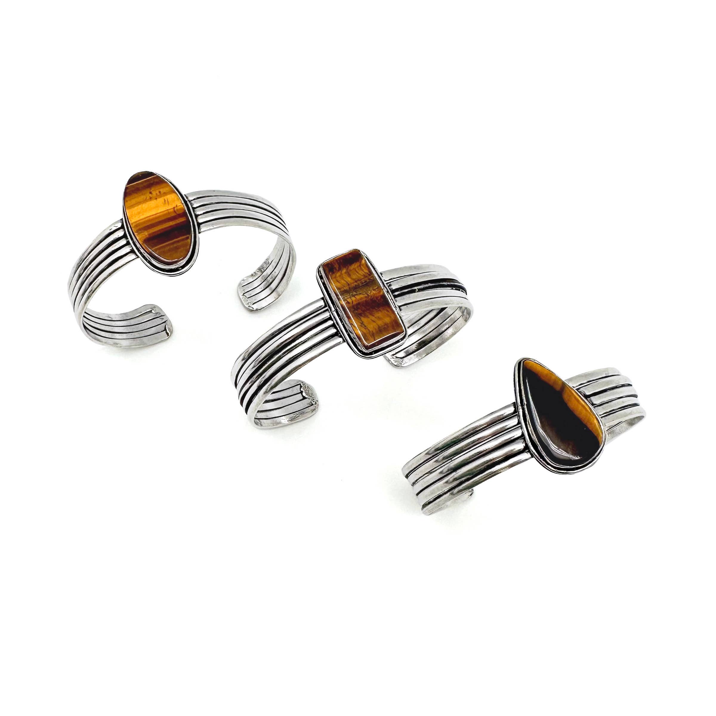Handcrafted Kashi Semiprecious Stone Cuff - Tigereye