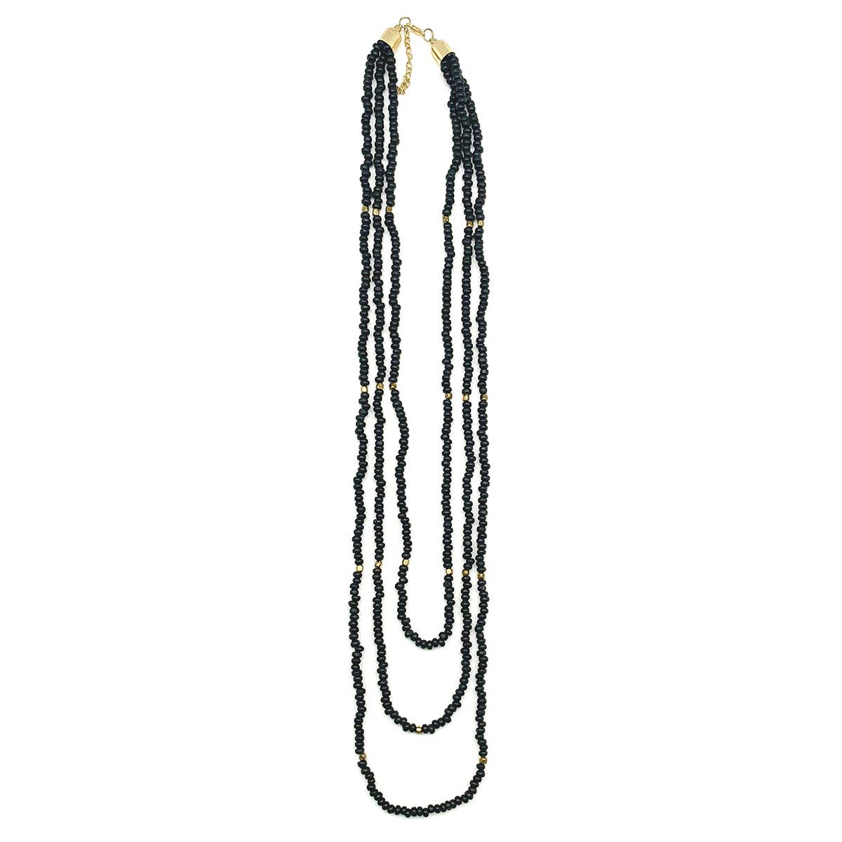 Sachi Chromatic Hues - Charcoal Long Multi-Strand Necklace