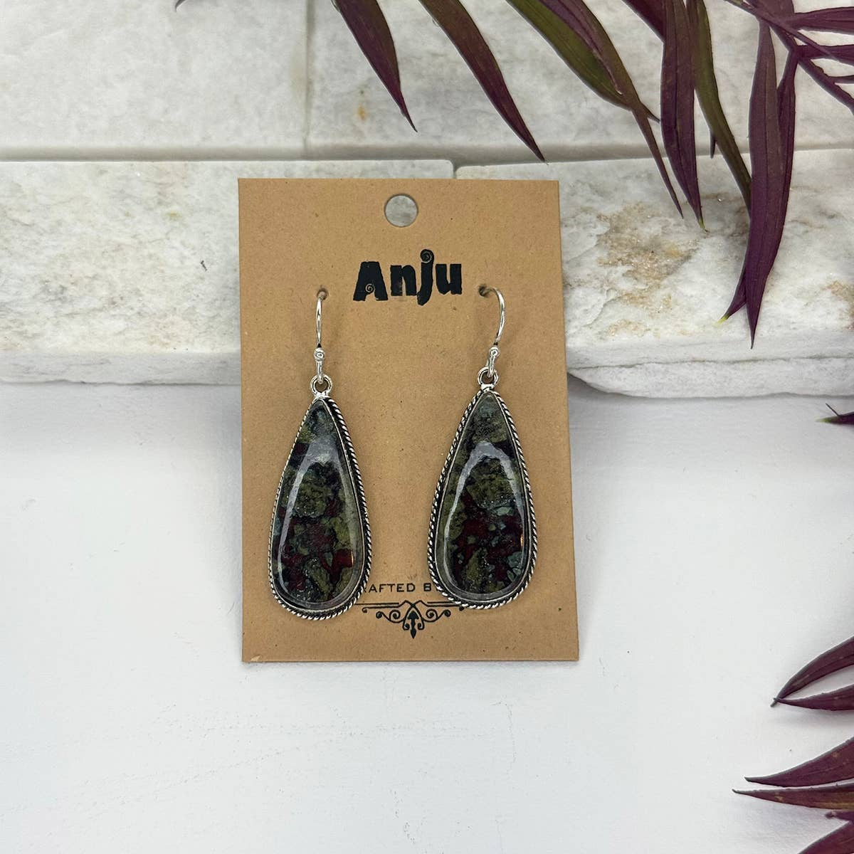 Handcrafted Kashi Semiprecious Stone Earrings - Dragon Stone