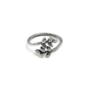 Handcrafted Silver Plated Brass Leaf Branch Ring