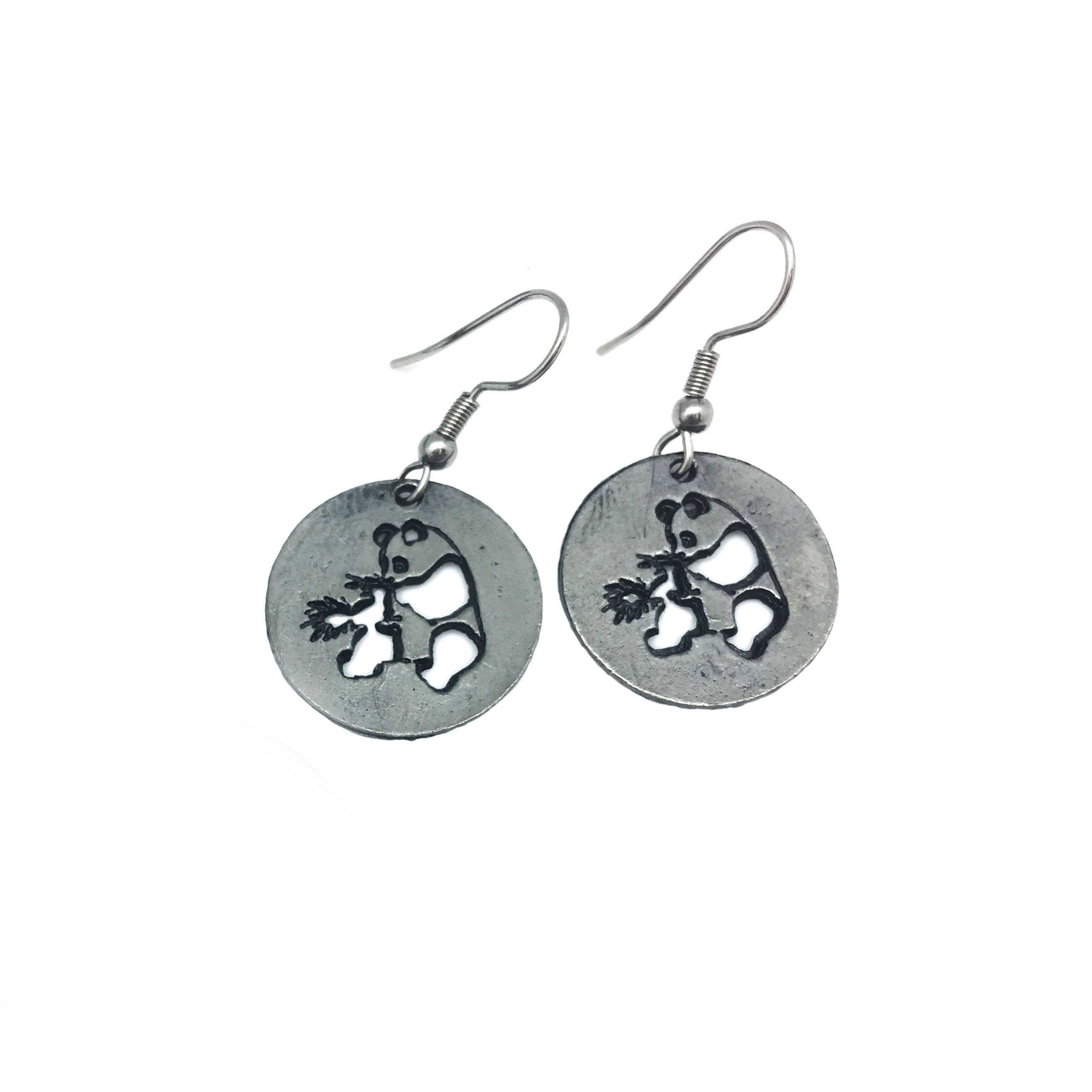 Pewter Earrings - Panda