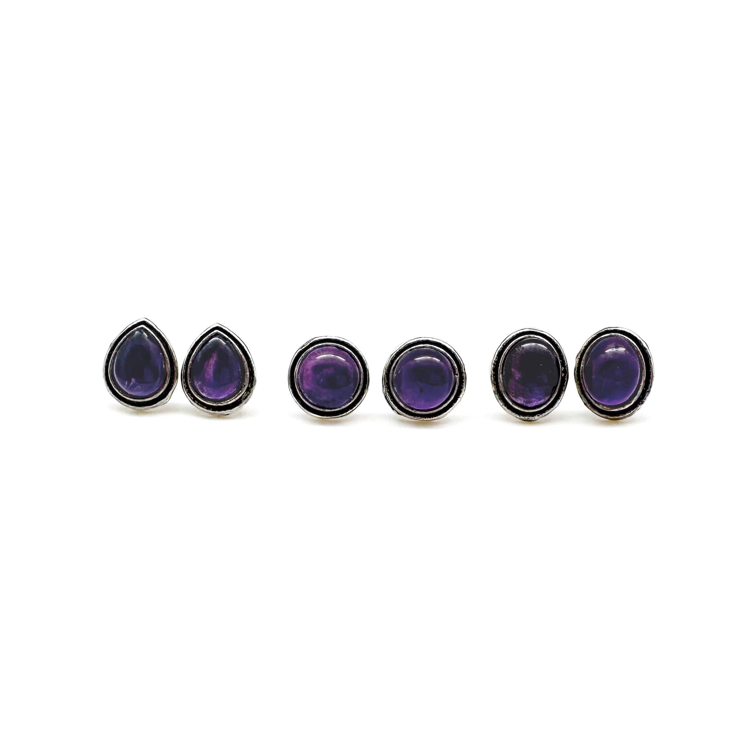 Kashi Semiprecious Stone Post Earrings - Amethyst