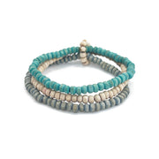 Prismatic Hues Stretch Bracelet - Gray, Turquoise, White