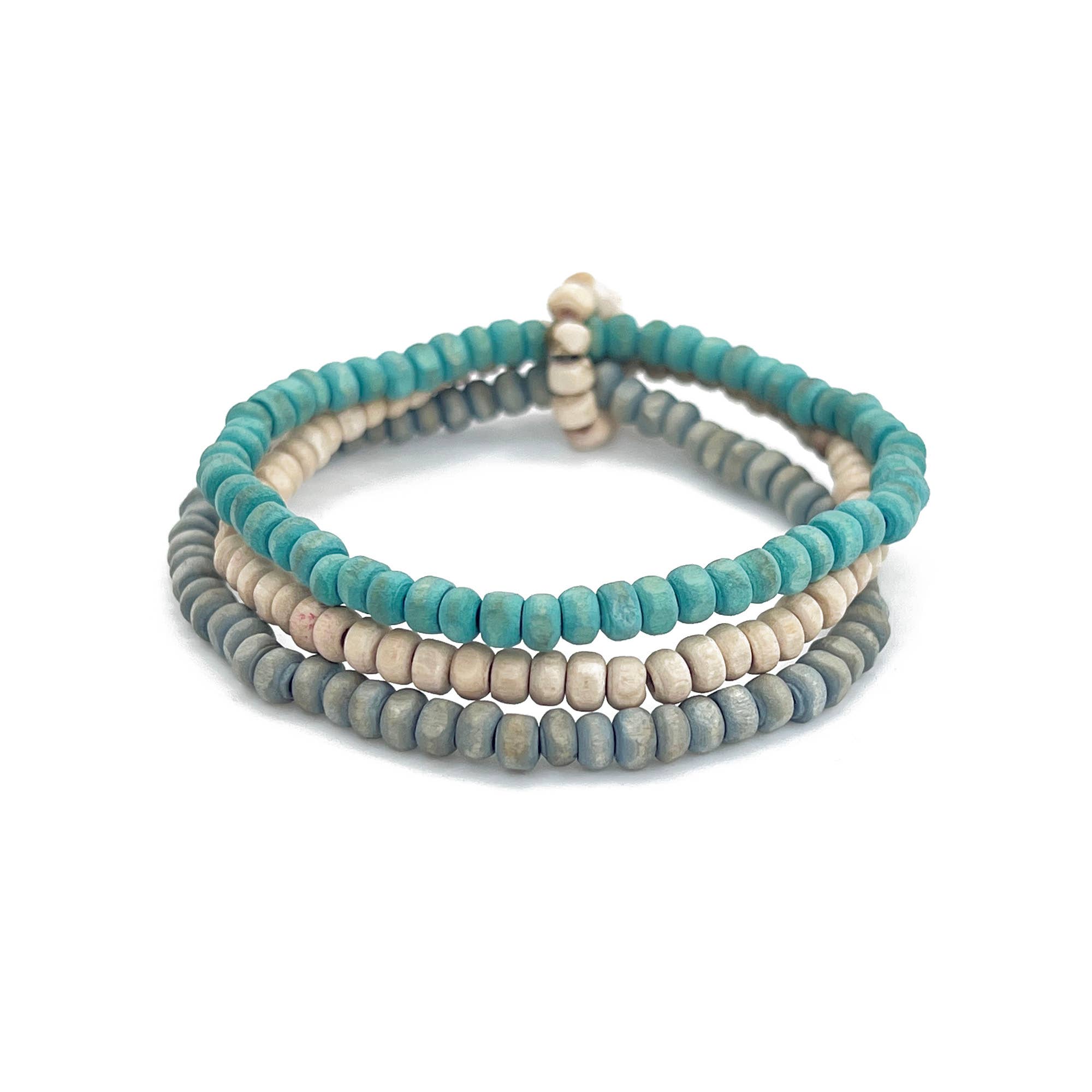 Prismatic Hues Stretch Bracelet - Gray, Turquoise, White