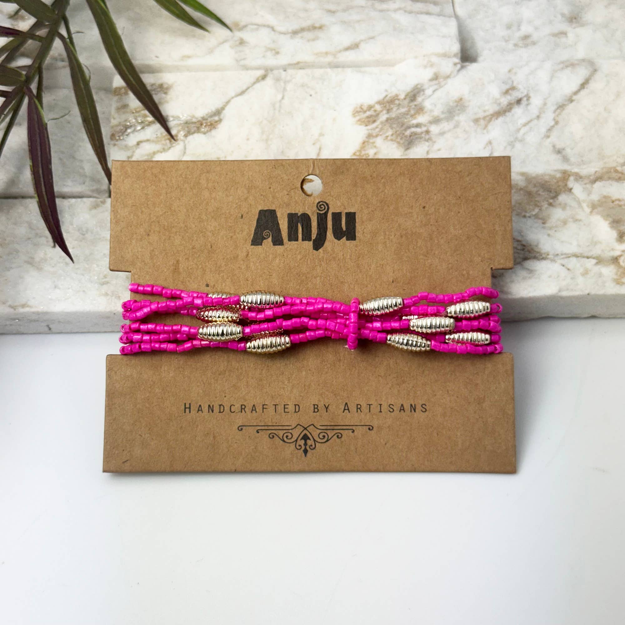 Seed Bead Stretch Bracelet - Fuchsia