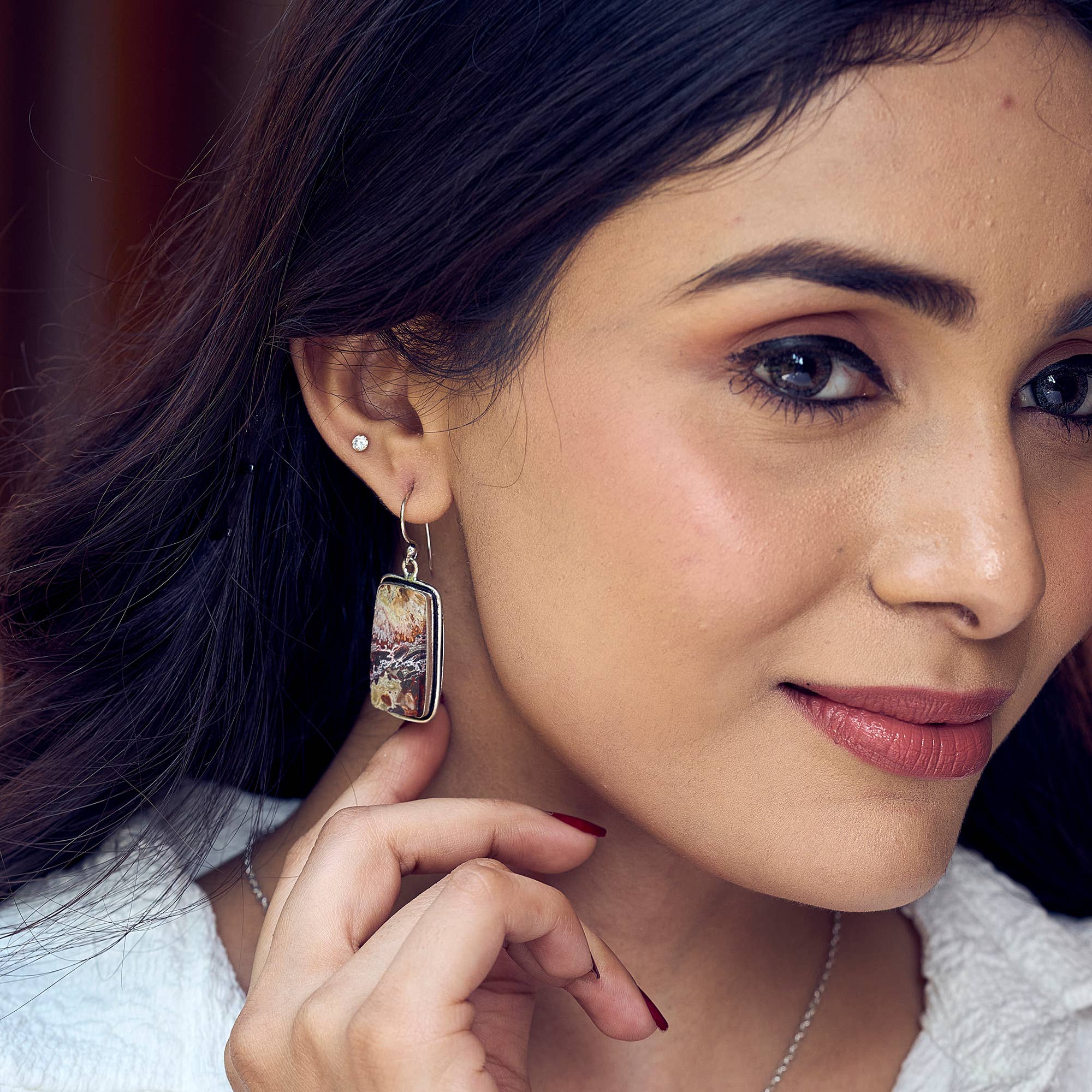 Handcrafted Semiprecious Stone Earrings - Maligano Jasper