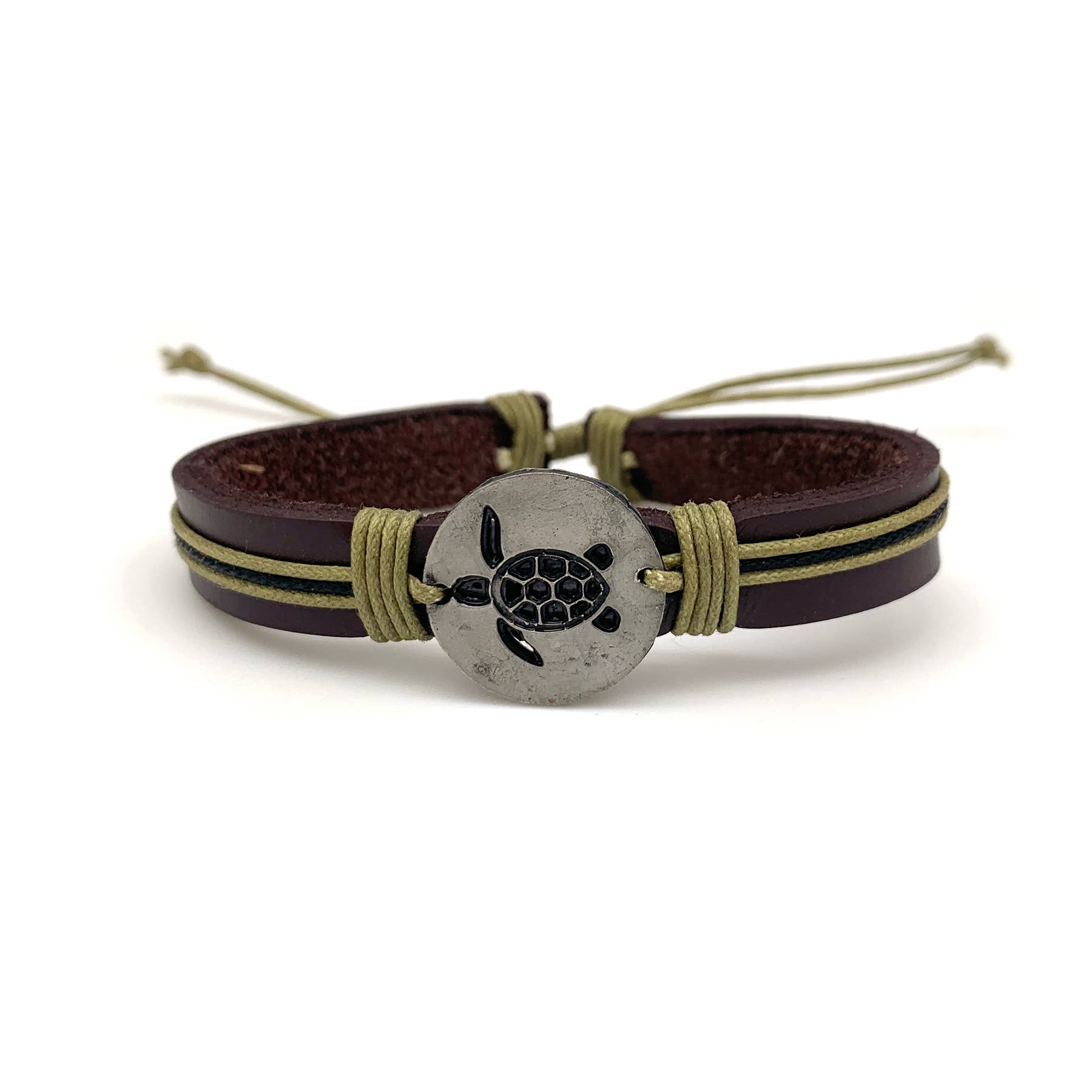 Pull Tie Leather Bracelet - Tortoise